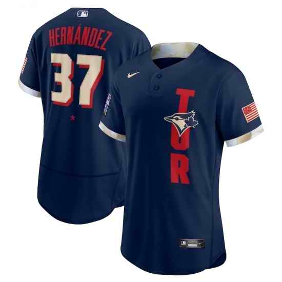 Men's Toronto Blue Jays #37 Teoscar Hern��ndez Nike Navy 2021 MLB All-Star Game Authentic Player Jersey